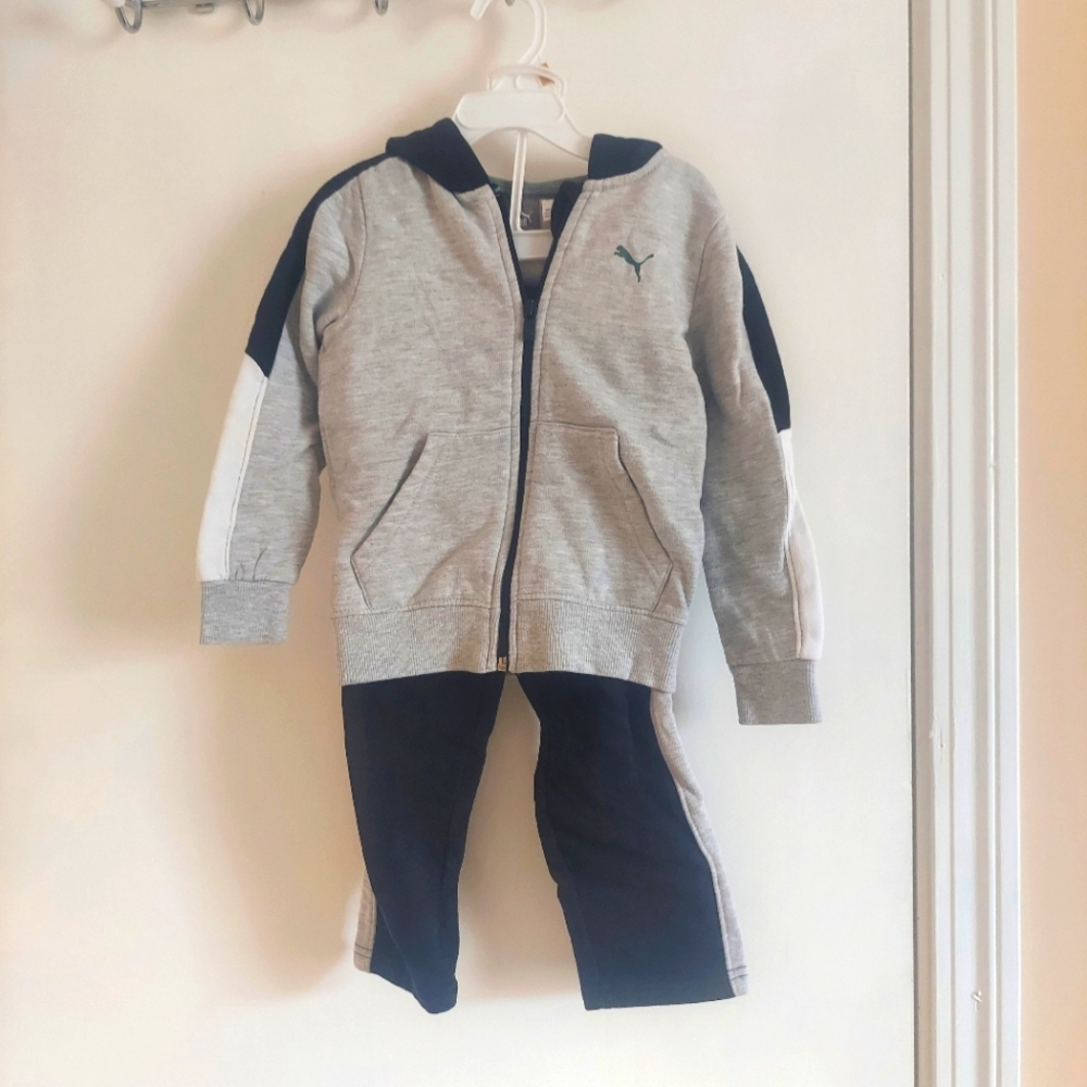 NEW Puma Gray and Black Hoodie and Sweatpant for Toddlers